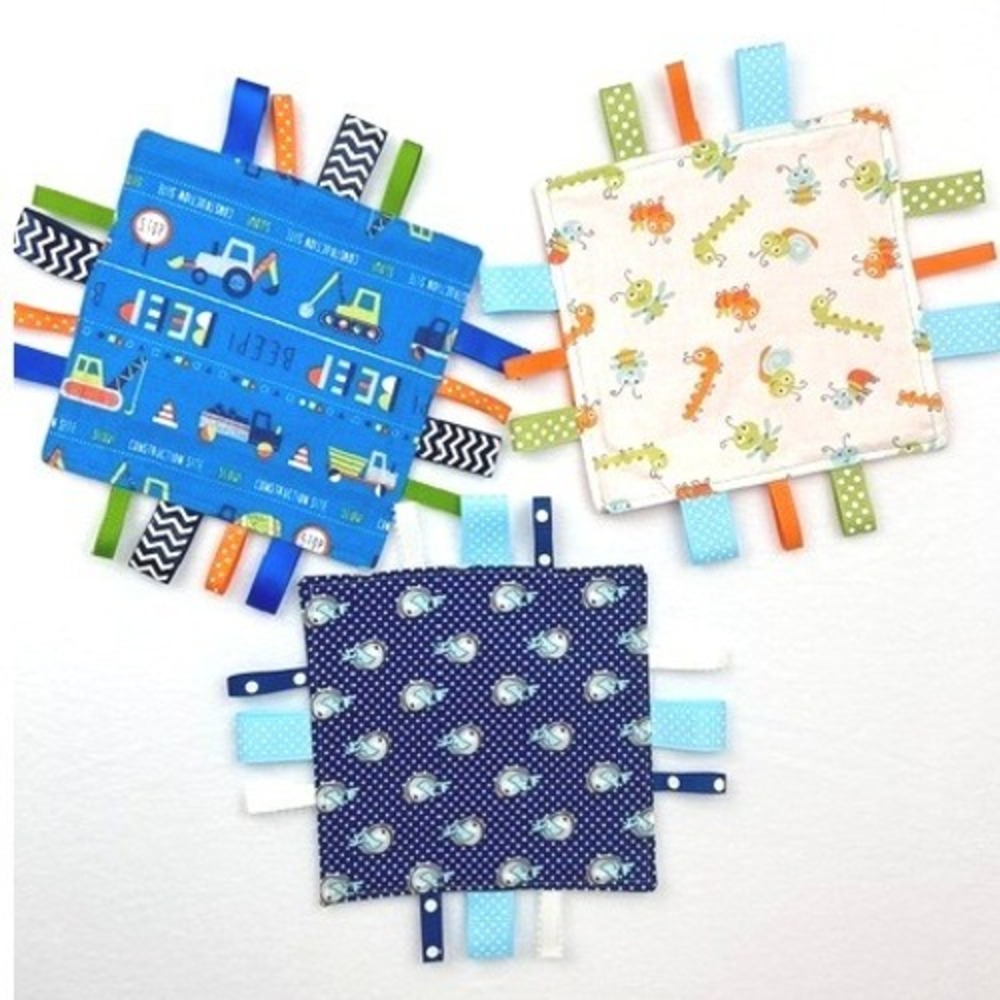 Handmade Sensory Crinkle Tag Loveys Set of 3 100% Cotton - Limited Supply